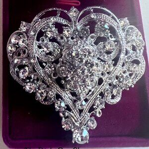 Large Heart shape Brooch, sparkly pave crystals